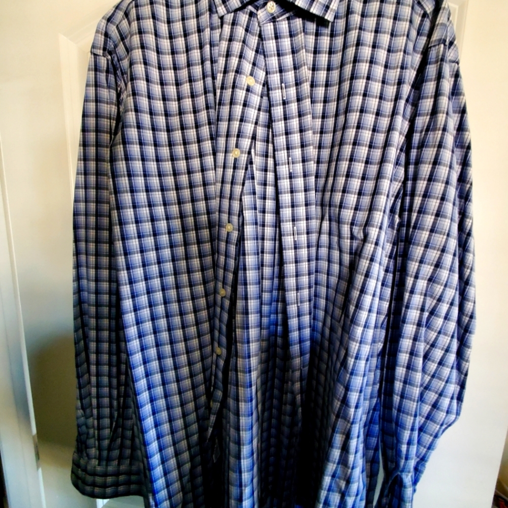 Polo plaid shirt, xl, blue/white